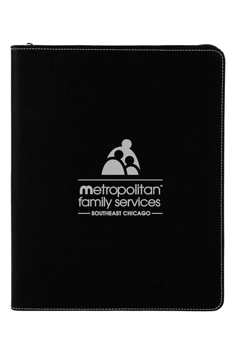 9 1/2" x 12" Laserable Leatherette Portfolio w/ Zipper and Notepad