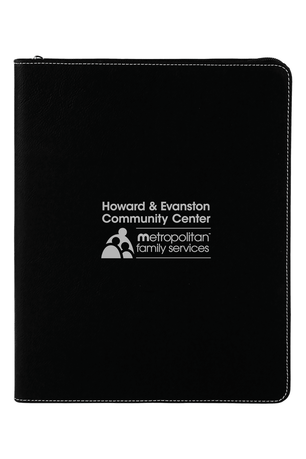 9 1/2" x 12" Laserable Leatherette Portfolio w/ Zipper and Notepad