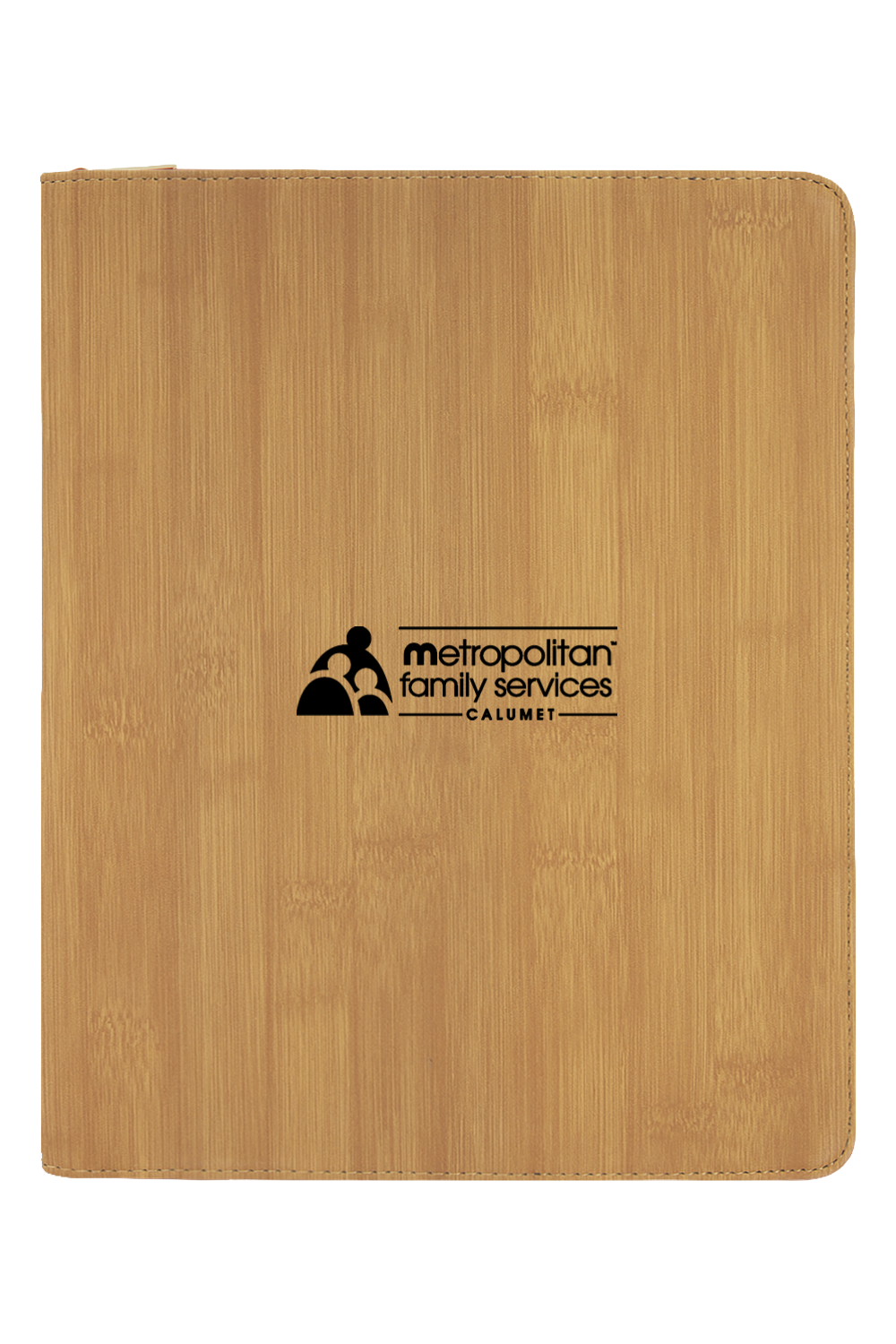 9 1/2" x 12" Laserable Leatherette Portfolio w/ Zipper and Notepad