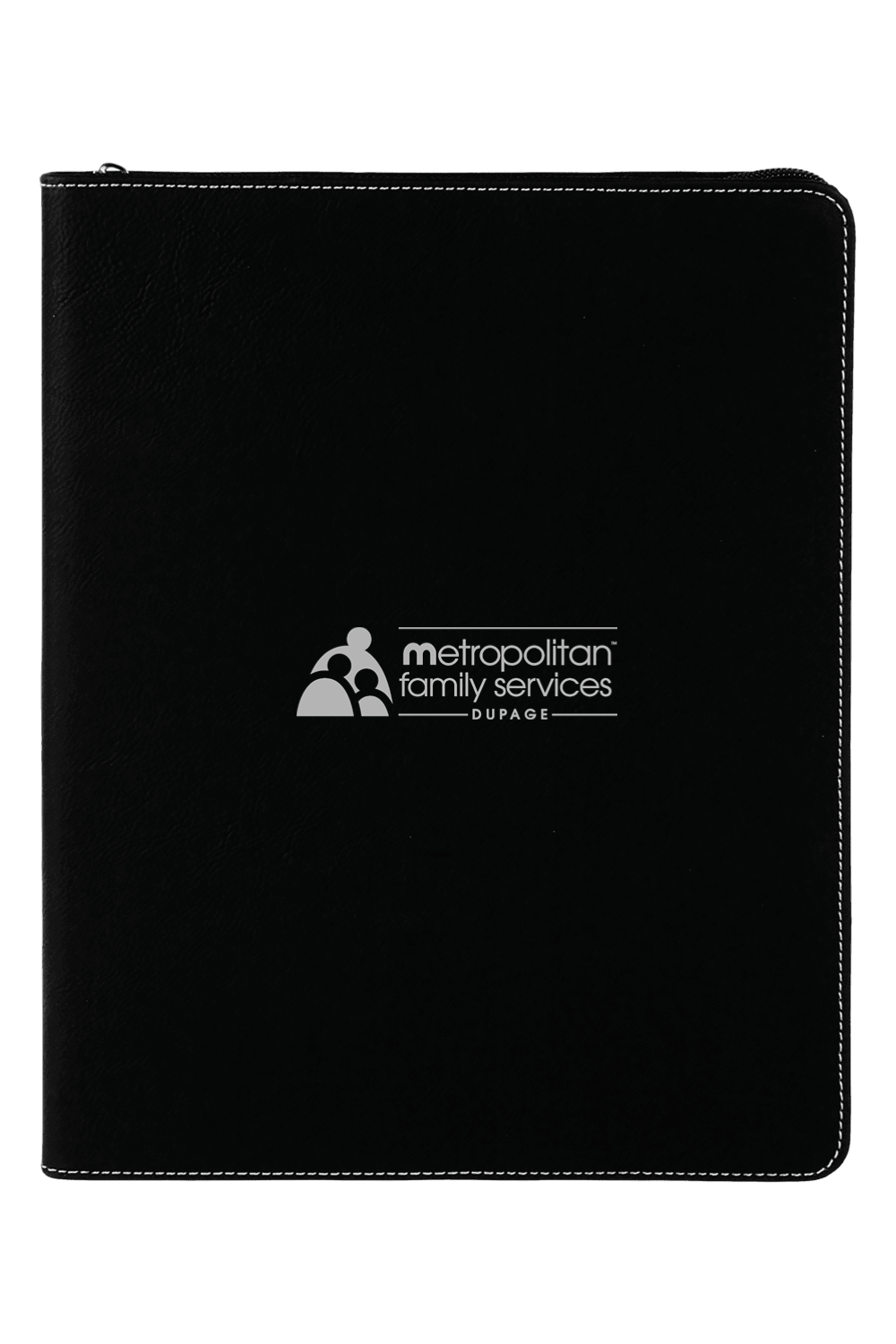9 1/2" x 12" Laserable Leatherette Portfolio w/ Zipper and Notepad