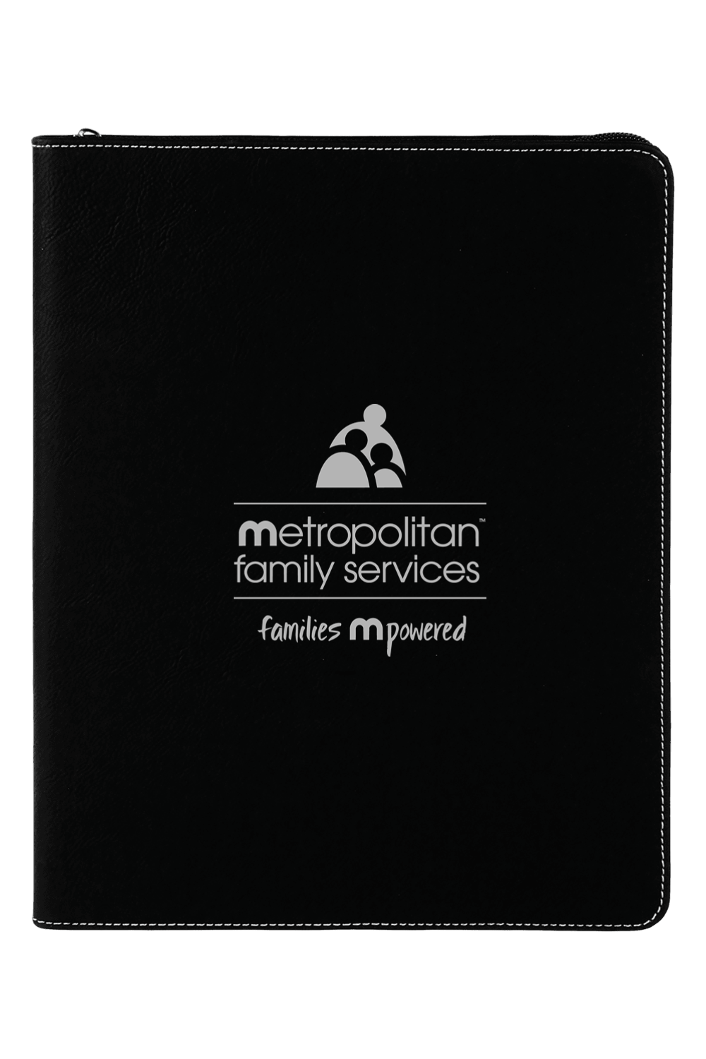 9 1/2" x 12" Laserable Leatherette Portfolio w/ Zipper and Notepad