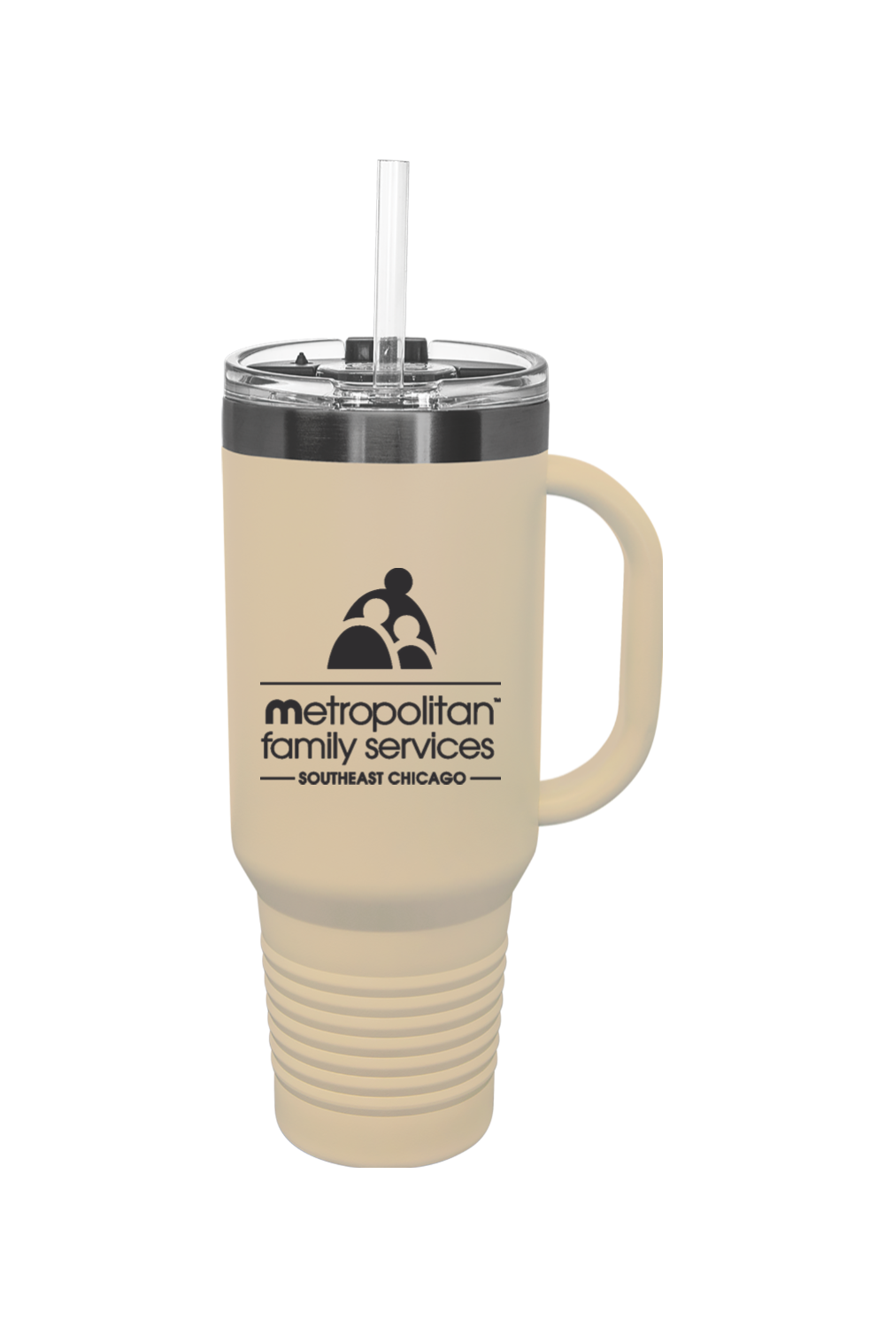 40 oz. ION-Plated Travel Mug with Handle, Straw Included