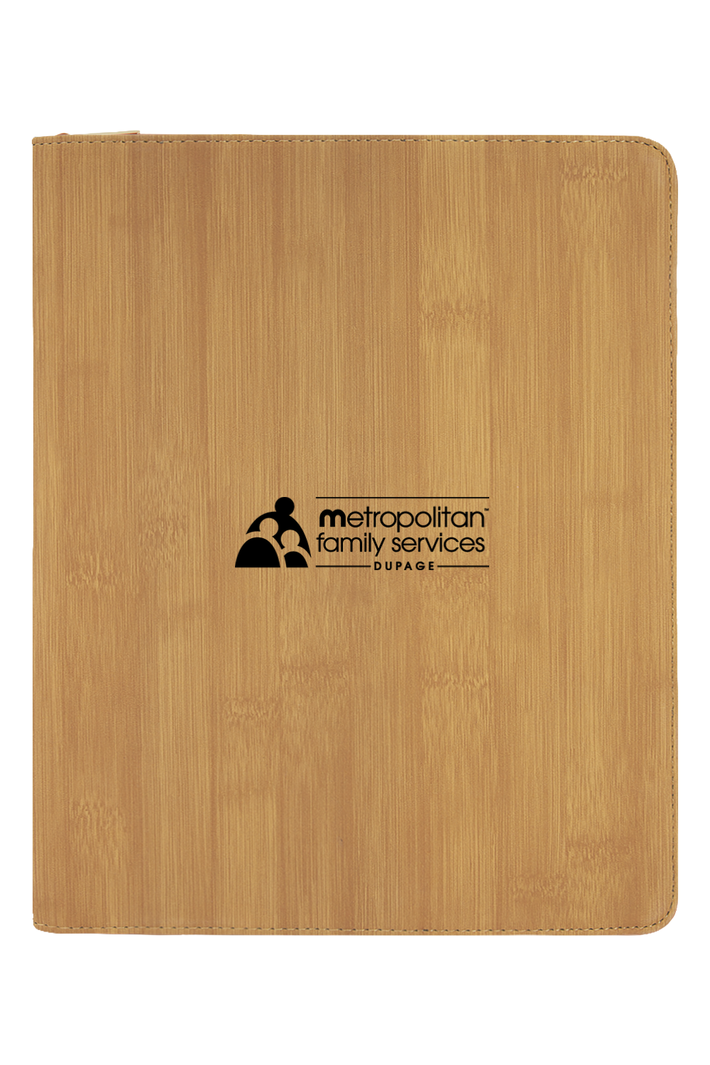 9 1/2" x 12" Laserable Leatherette Portfolio w/ Zipper and Notepad