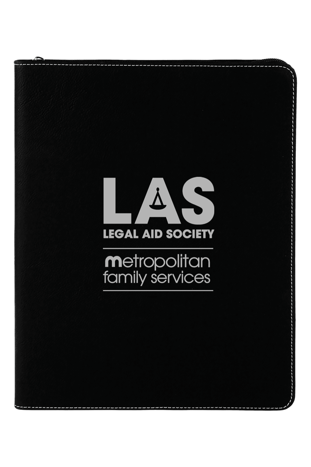 9 1/2" x 12" Laserable Leatherette Portfolio w/ Zipper and Notepad