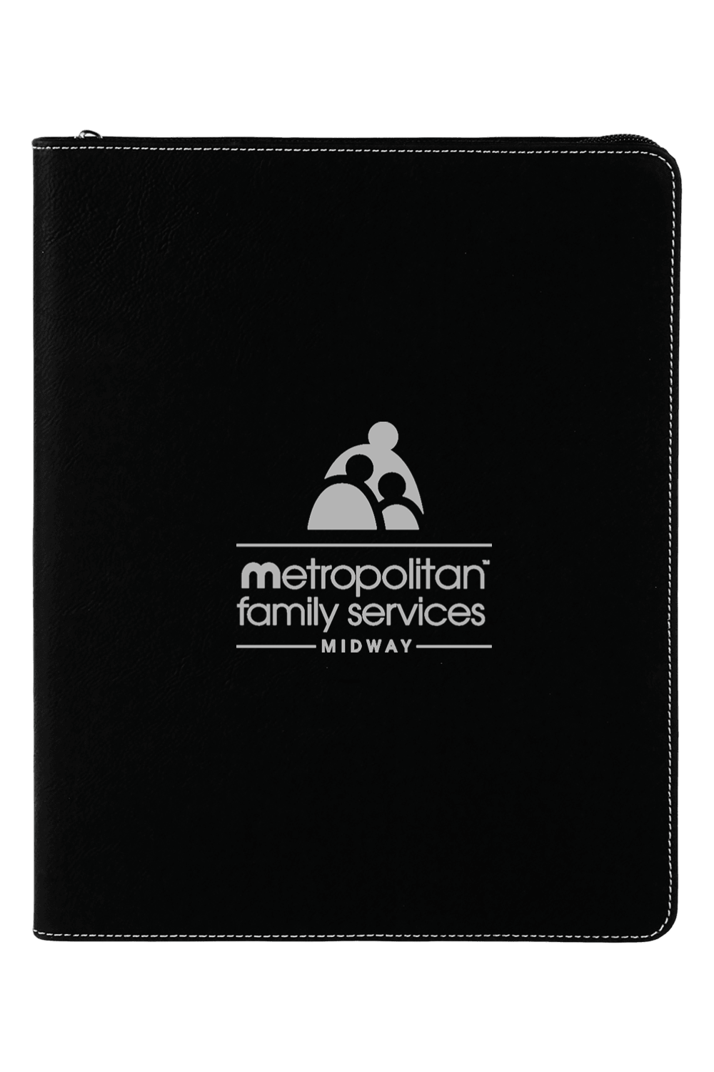 9 1/2" x 12" Laserable Leatherette Portfolio w/ Zipper and Notepad