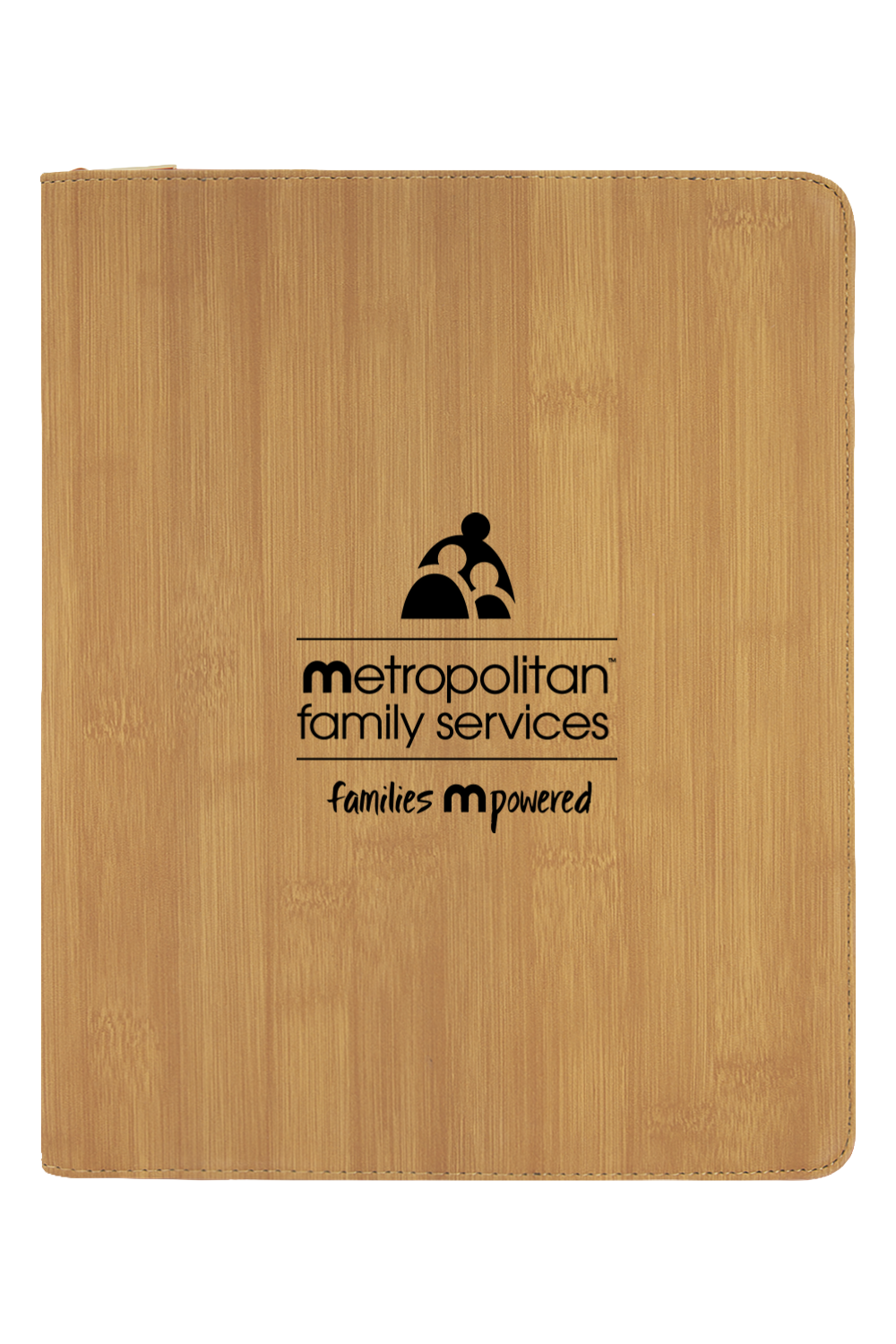 9 1/2" x 12" Laserable Leatherette Portfolio w/ Zipper and Notepad